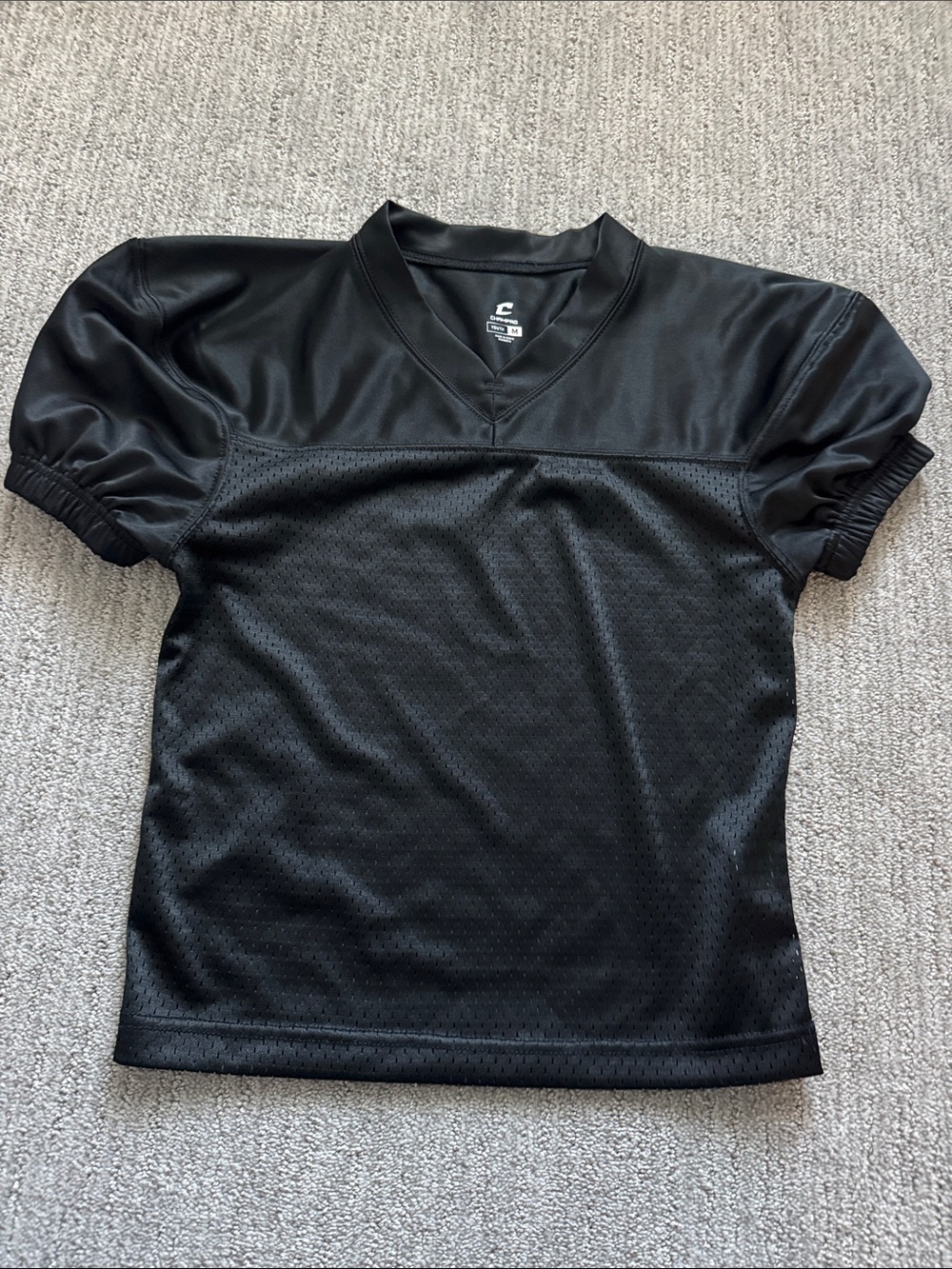 Champro Black Short-Sleeve Mesh Football Jersey youth M